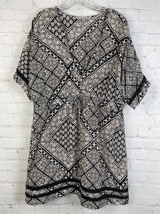 Athleta Other - ATHLETA silk cotton black white geometric print swim cover-up tunic dress size L